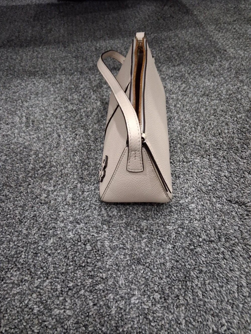 Tory Burch McGraw Wedge Shoulder Bag In Soft Ivory Pebble Leather NWOT